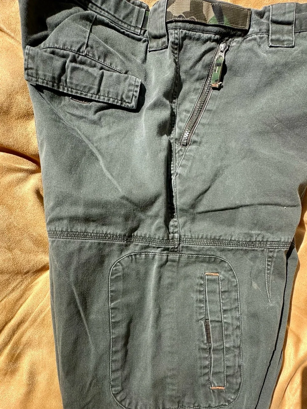 Men’s Route 66 Dark Green Cargo Shorts with Camouflage Accent
